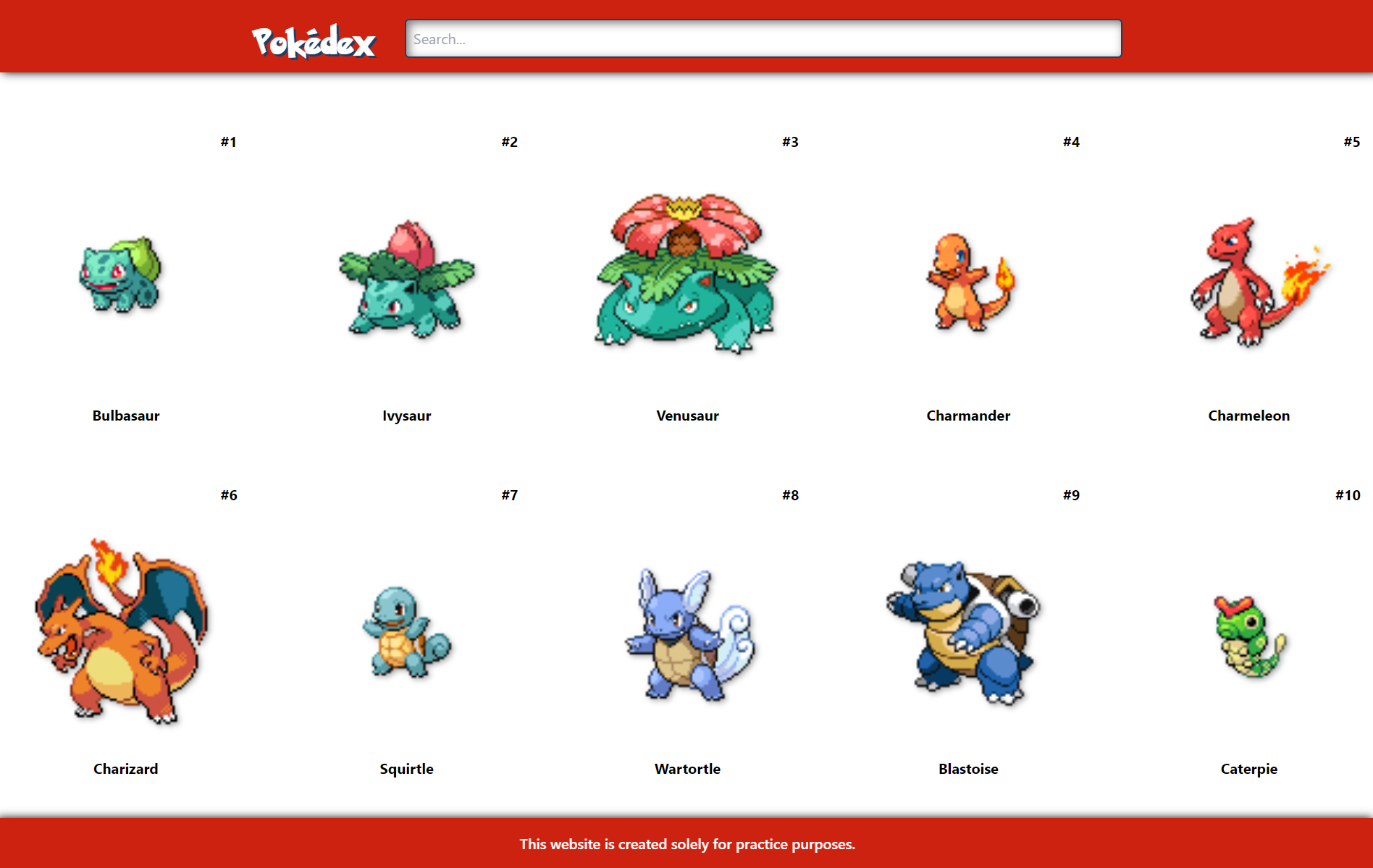 Thumbnail of the Pokedex Website